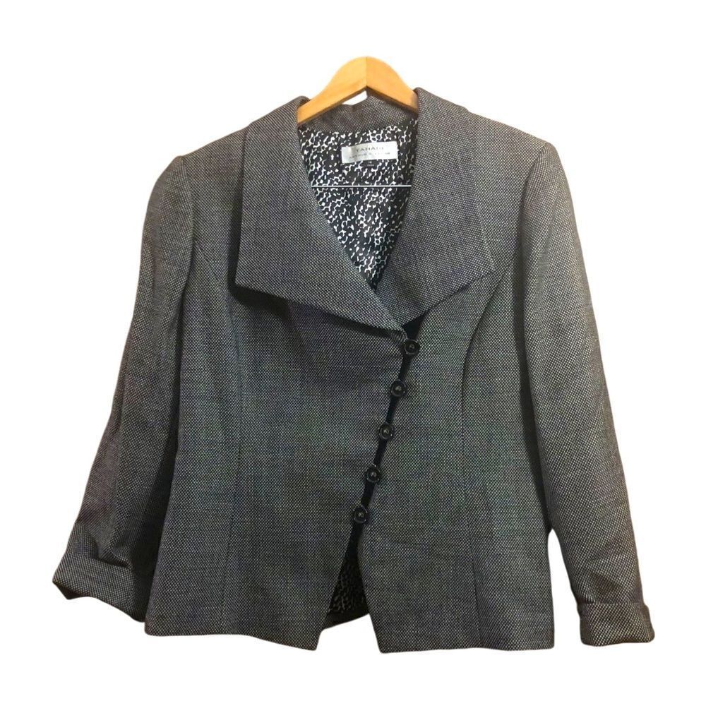 Tahari Women’s Asymmetrical Suit Wool Blazer Lined With Dress Pants Black 16